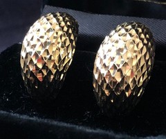 14K TEXTURED GOLD Omega Back Earrings | 9 grams