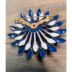 Vintage 1960s red, white, and blue enamel flower brooch