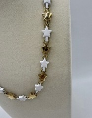 Vintage 1980s Napier Alternating White Enamel & Gold Tone Star Link Necklace