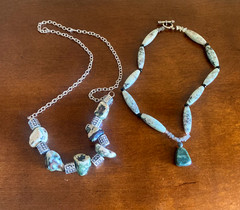 Vintage Stone Bead Necklace Lot Green Boho Tribal Ethnic