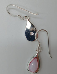 925 Pink Chalcedony Teardrop 1in Drop Earrings Sterling Silver Bezel Set Pear