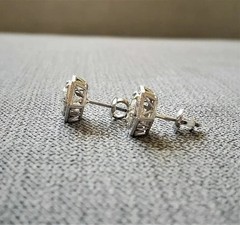 Art Deco Style Round Cut Lab Created Diamond 14K White Gold Finish Stud Earrings
