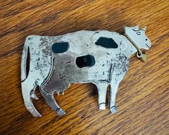 Vintage Taxco Sterling Silver 925 Cow Brooch