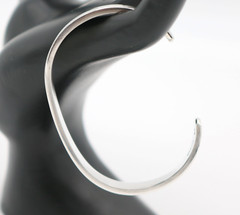Vintage Modernist IC Handwrought Sterling Silver 925 Ribbed Cuff Bangle Bracelet