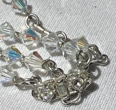 VTG 1950s 3-Strand Rainbow Aurora Borealis Necklace Heavy 96g 17″-19″ Adjustable