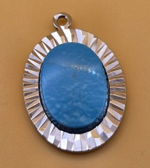 Vintage Walter C Hayward Sterling Silver Oval Sunburst Turquoise Pendant 1 1/8″