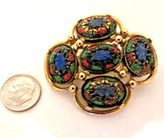 1968 Vintage Sarah Coventry LIGHT OF THE EAST Mosaic Brooch Pin FREE SH
