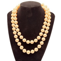 Vintage Danecraft Faux Glass Pearl Necklace Removable Shell Pendant 36 In Signed