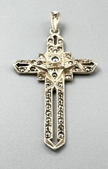 Vintage Sterling Silver 925 and Marcasite Cross 2.5” 9g