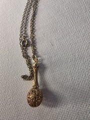 Gold Plated Victorian Filigree Bead Drop Necklace Vintage Cable Chain Old Stock