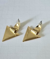 Vintage 80’s NOS Gold Tone Triangle Half Hoop Earrings High Quality Made in USA
