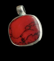 VTG ATI Mexico 925 Sterling Silver Pendant Large 4.5×3.5cm Red Stone collectible
