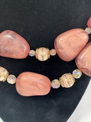 Vintage JC Penny NWT MIXIT Goldtone Pink Multi Necklace Pierced Earrings Set New