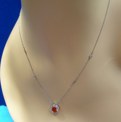 Original EARTH MINED Precious Fire OPAL Deco DIAMOND Station Necklaces 14K GOLD