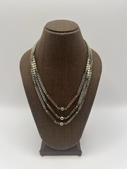 Vintage MONET Necklace Retro MCM 3 Strand Silver Toned Statement Layered Signed