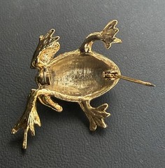 Vintage 80s Cabochon Gripoix Glass & Crystal Pavé Frog Brooch By Sphinx