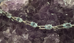 Vintage Sterling Silver Blue Topaz Bar Link Tennis Bracelet 7″