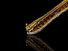 Art Deco 14K Gold & Platinum Top Natural Diamond and Sapphire Tie Bar Pin Brooch