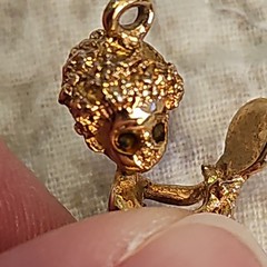 CYVRA Vintage Pendant Fairy Cherub Pixie Looking In Mirror Gold Tone Rare Signed