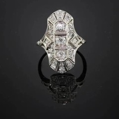 2.50CT Art Deco Edwardian Filigree Lab Created Diamond Ring 925 Silver Vintage