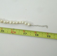 Vtg Irregular Pearl Beaded String Necklace w/ Sterling .925 Clasp 18” Length
