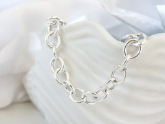 Italian Sterling Silver 925 Rolo Link Charm Chain Bracelet 7.5″