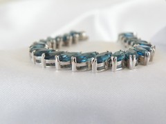 Sterling Silver 925 Natural Heated London Blue Topaz Tennis Bracelet 7.5″