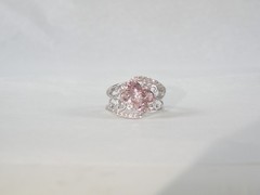 Vintage Sterling Silver 925 Peach Irradiated Morganite Statement Ring Size 6