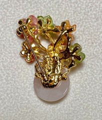 AUTHENTIC SWOBODA FLOWER VASE BROOCH ~ ROSE QUARTZ, MULTI-STONE ~GORGEOUS!