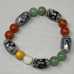 Stone Bead Bracelet Multi Color Assorted Gemstone Stretch Healing Chakra 7″