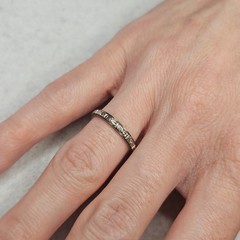 Antique BELAIS 18K White Gold Engraved Wedding Band Ring Art Deco Size 5.5