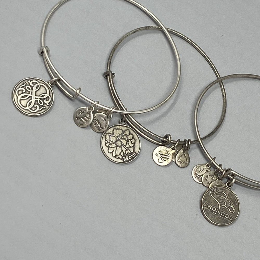 Alex Ani Bracelet Charm Lot 3 Silver Tone Dangle Mom Broncos NFL Sports Symbol