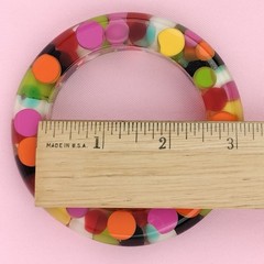 Vtg 1960s SOBRAL Clear Lucite Colorful Injected Bubble Chunky Bracelet Mod 8″