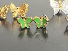 Vintage Butterfly Earrings Filigree Open Pierced Colorful Lot 6 Dainty Small See