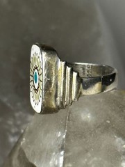 Ceramic Flower ring vintage band size 5.50 sterling silver women