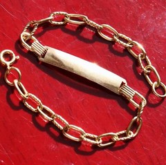 18k 750 yellow gold bracelet Italian 6.25″ Id link chain handmade 4.88gr N2525F