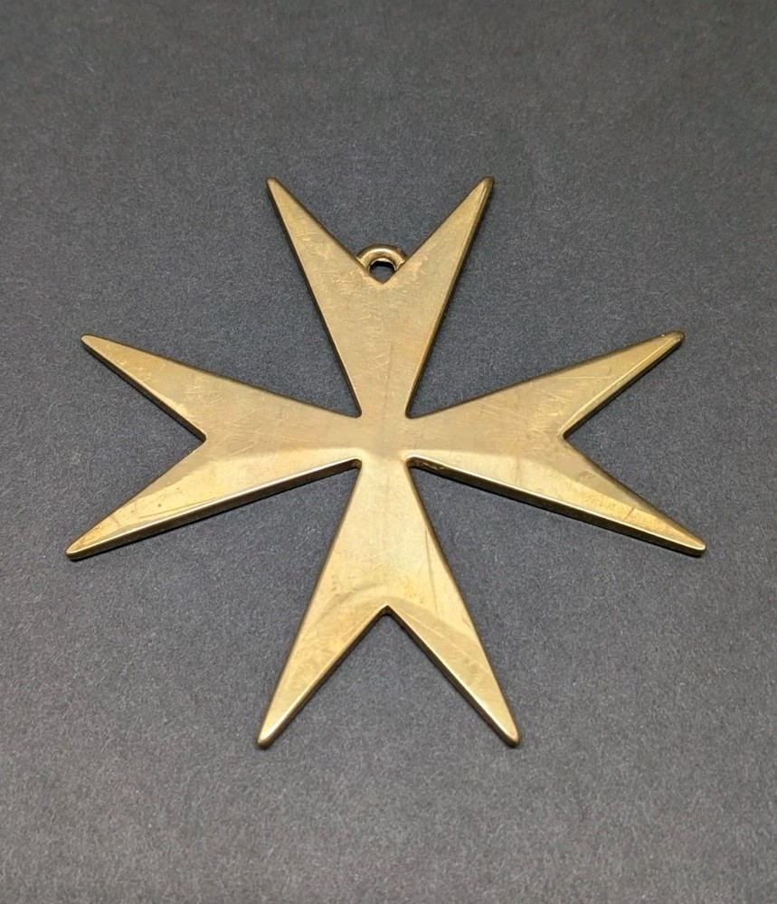 Brass Maltese Cross Pendant Ornament Gold Large Solid Vintage