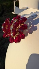 Glamorous large vintage MCM rhinestone, red dangle crystal cha cha clip earrings