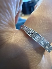 art Deco 7 Stone Single Cut diamond 14k band wedding estate antique ring
