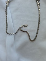 Mid Century Two Tone Blue Rhinestone Choker Necklace 16″