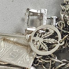 VTG Charm Bracelet 50+ Charms Sterling + Mixed Metals Movable Parts Estate Sale