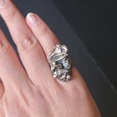 VTG MCM Sterling Silver Brutalist Modernist Abstract Embrace Statement Ring Sz 7