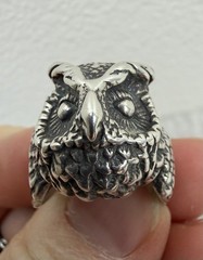 Sterling Silver OWL Ring Sz 7 Artisan Signed Boho Goth REN Faire Modernist 925