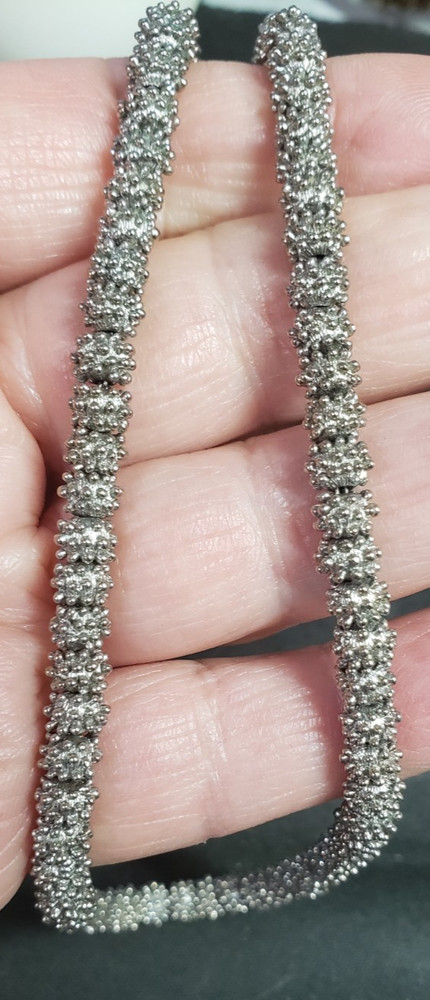 Silver Toned Metal Spiked Beads Vintage Necklace Jewelry Gift