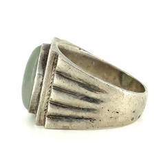 Prehnite, Sterling Silver Vintage Ornate Band Ring Sz. 9.5