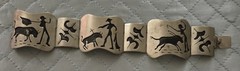 Vtg 7″ Sterling Silver Story Bracelet Mexico Bullfight Matador Black Shadow Box