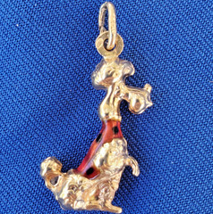 Original 14K GOLD Dog Pendant Exotic Rare Poodle Enamel Vest k9 Charm Medallion