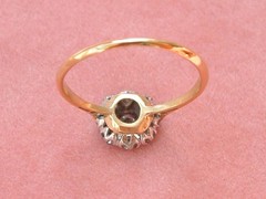 ANTIQUE VICTORIAN .49ctw TRANSITIONAL DIAMOND 18K PETITE CLUSTER RING c1900