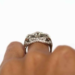 3.00 CT White Round Cut CZ Three Stone Art Deco Vintage Style Ring In 925 Silver