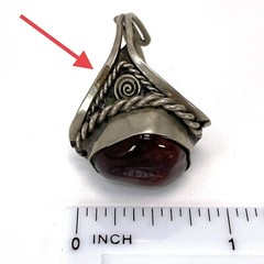 Vtg 1980s Red Brown Stone in Silver Style Southwestern Mexico Adjustable Ring 9